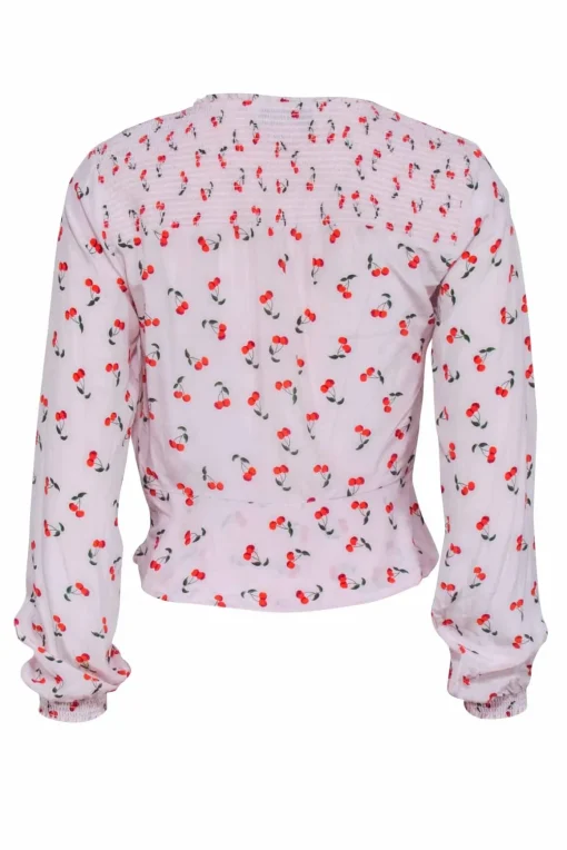 Intermix - Light Pink w/ Red Cherry Print Long Sleeve Top Sz XS