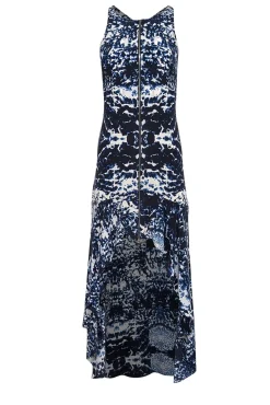 Intermix - Navy, Blue & White Sleeveless High Low w/ Zipper Front Dress Sz XS