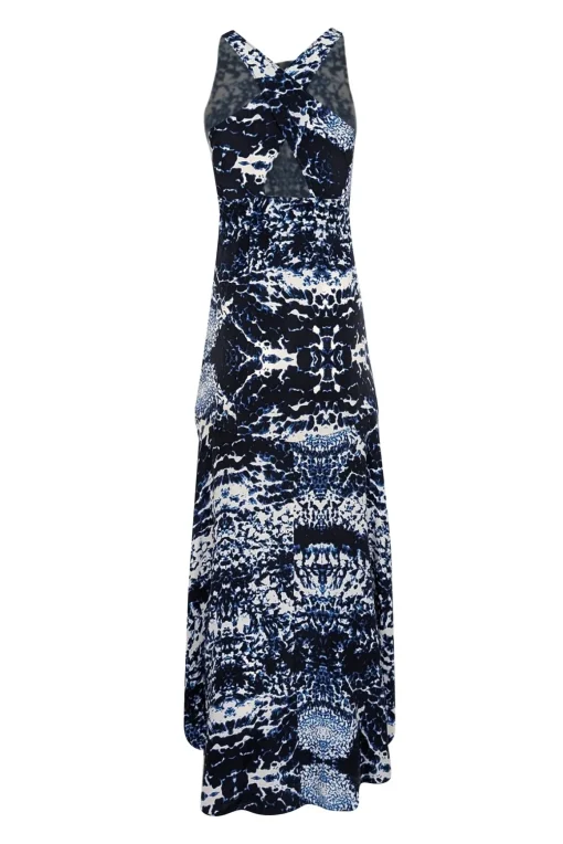 Intermix - Navy, Blue & White Sleeveless High Low w/ Zipper Front Dress Sz XS