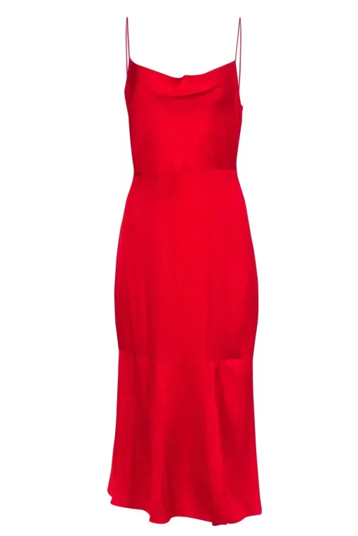 Intermix - Red Silk Blend Sleeveless Cowl Neck Gown Sz 4