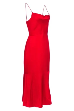 Intermix - Red Silk Blend Sleeveless Cowl Neck Gown Sz 4