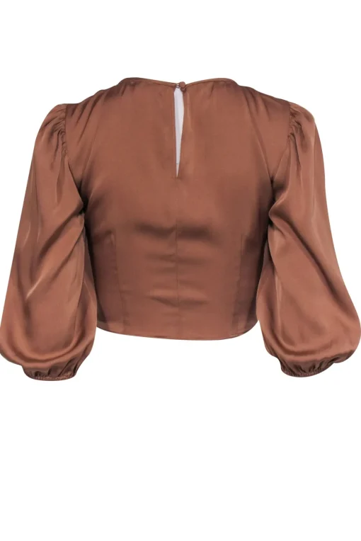 Intermix - Tan Silk Crop Seeve Crop Top Sz 0
