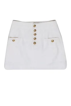 Intermix - White Denim Button-Fly Miniskirt Sz 2