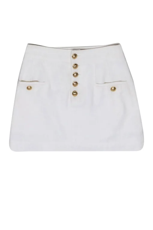 Intermix - White Denim Button-Fly Miniskirt Sz 2