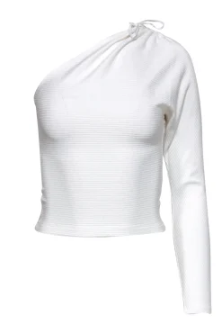 Intermix - White Ribbed One-Shoulder Top Sz XS