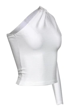 Intermix - White Ribbed One-Shoulder Top Sz XS