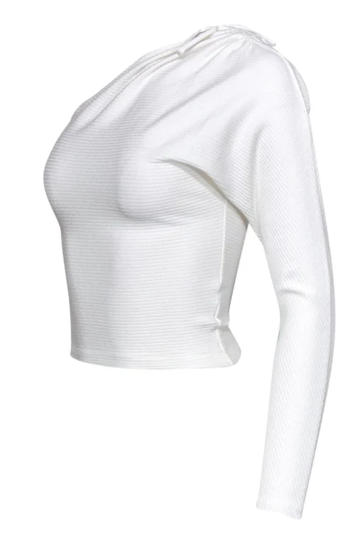 Intermix - White Ribbed One-Shoulder Top Sz XS