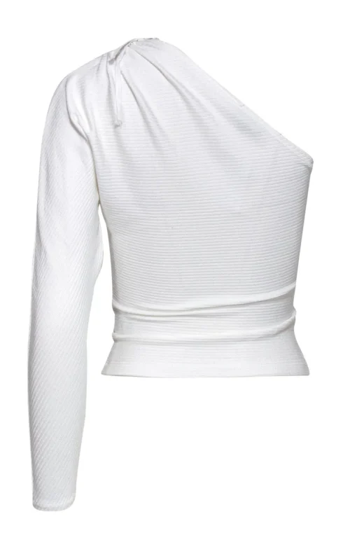 Intermix - White Ribbed One-Shoulder Top Sz XS