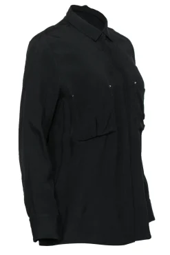 IRO - Black Oversized Button-Up Blouse w/ Studs Sz 8