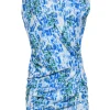 IRO - Blue, White & Green Abstract Print Ruched Shift Dress w/ Shoulder Cutouts Sz 4