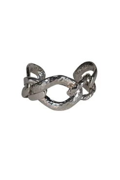 IRO - Silver Hammered Chain Style Cuff Bracelet