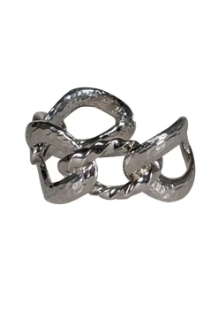 IRO - Silver Hammered Chain Style Cuff Bracelet