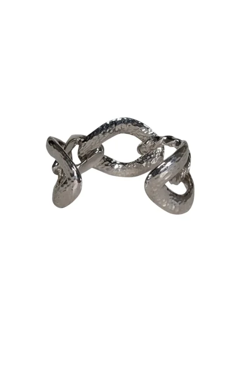 IRO - Silver Hammered Chain Style Cuff Bracelet