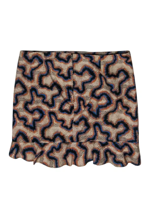 Isabel Marant - Beige, Blue & Orange Patterned Cotton Blend Skirt Sz 8