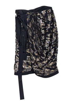 Isabel Marant - Black & Hold Sequin Wrap Skirt Sz 4