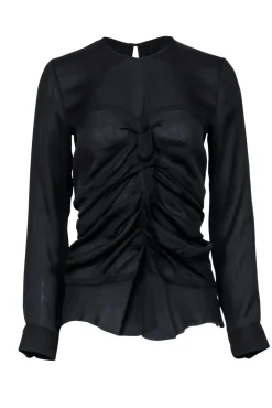 Isabel Marant - Black Long Sleeve Blouse w/ Front Ruffle Sz 2