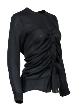 Isabel Marant - Black Long Sleeve Blouse w/ Front Ruffle Sz 2