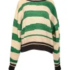 Isabel Marant - Green, Cream, & Black Striped Alpaca Blend Sweater Sz 12