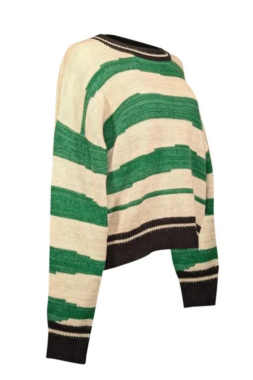 Isabel Marant - Green, Cream, & Black Striped Alpaca Blend Sweater Sz 12