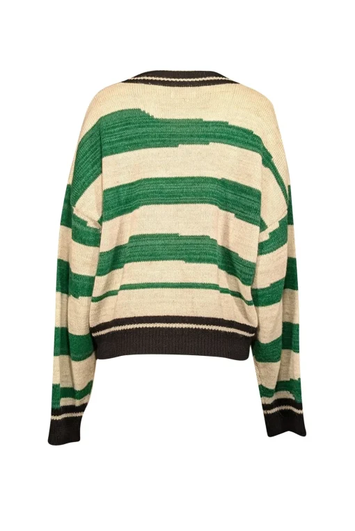 Isabel Marant - Green, Cream, & Black Striped Alpaca Blend Sweater Sz 12