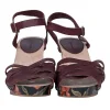 Isabel Marant - Maroon & Floral Print Wooden Strappy Sandals Sz 9