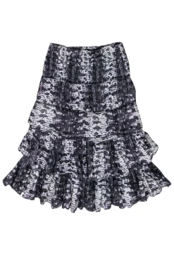 Isabel Marant - Purple Snakeskin Printed Tiered Skirt Sz 4