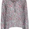 Isabel Marant Etoile - Blue Long Sleeve Blouse w/ Pink Floral Print Sz S