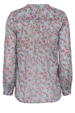 Isabel Marant Etoile - Blue Long Sleeve Blouse w/ Pink Floral Print Sz S