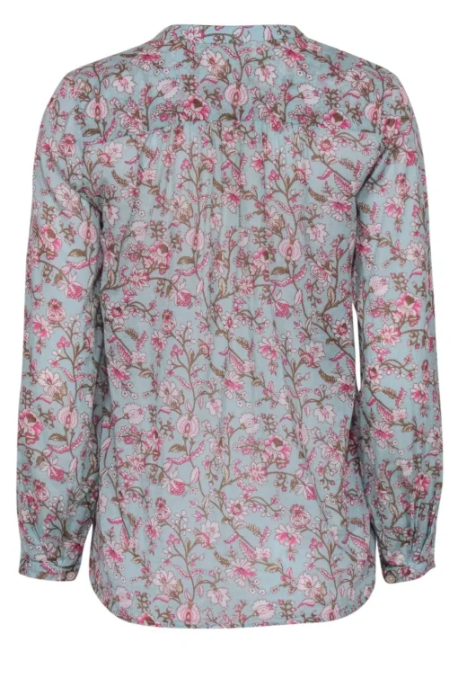 Isabel Marant Etoile - Blue Long Sleeve Blouse w/ Pink Floral Print Sz S
