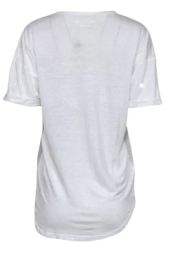 Isabel Marant Etoile - White Linen Tee w/ Silver Logo Graphic Sz L