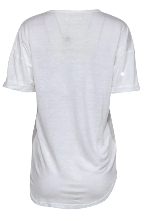 Isabel Marant Etoile - White Linen Tee w/ Silver Logo Graphic Sz L
