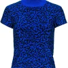 Issa London - Cobalt Blue & Black Printed Short Sleeve Turtleneck Sweater Sz XS