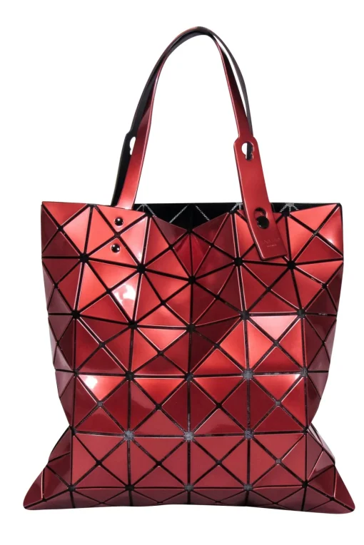 Issey Miyake - Red Metallic Geometric Paneled "Lucent" Tote Bag