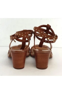 Ivy Kirzhner - Cognac Olympian Studded Sandal Heels Sz 8