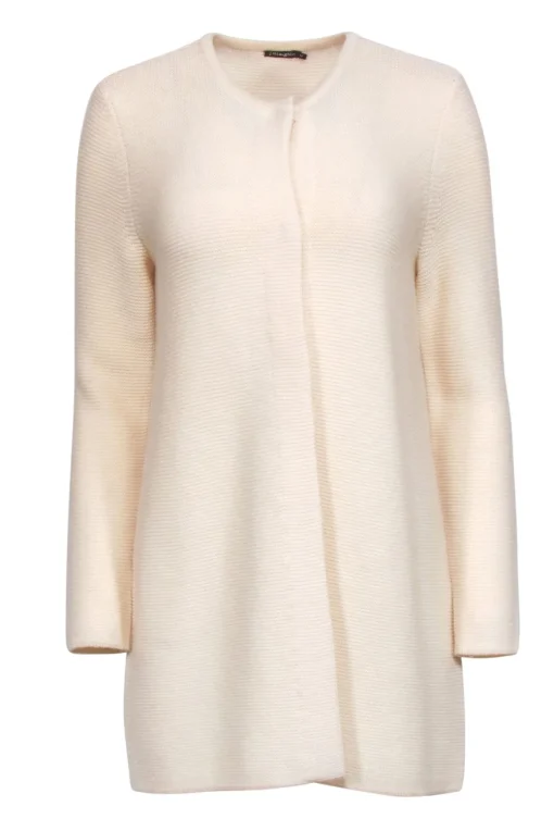 J. McLaughlin - Cream Textured Snap Button Cardigan Sz M