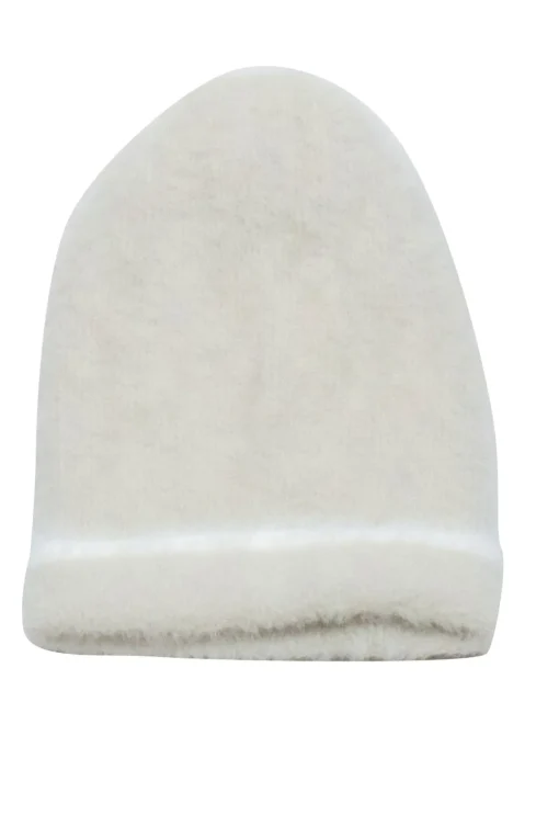 Jacquemus - Beige Fuzzy Beanie Hat w/ Embroidered Logo