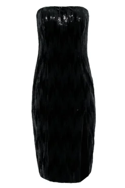 Jay Godfrey - Black Strapless Velvet Sequin Dress Sz 6