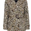 J.Crew - Beige & Black Leopard Print Double Breasted Trench Coat Sz XXS