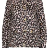 J.Crew - Beige & Black Leopard Print Coated Jacket w/ Corduroy Collar Sz XS