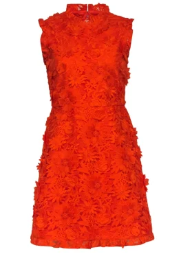 J.Crew - Orange Sleeveless Dress w/ Floral Embroidery & Appliques Sz 6