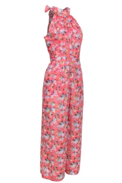 J.Crew - Pink Floral Print Wide Leg Cotton Jumpsuit Sz 8
