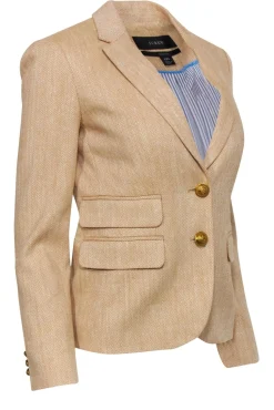 J.Crew - Tan Herringbone Linen Blend Blazer Sz 00