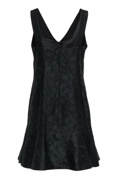 J.Crew Collection - Black Floral Embroidered Sleeveless Dress w/ Flounce Sz 6
