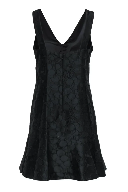 J.Crew Collection - Black Floral Embroidered Sleeveless Dress w/ Flounce Sz 6