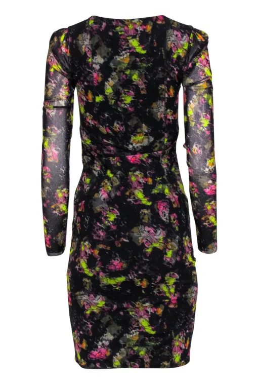 Jean Paul Gaultier Soleil - Black Floral Mesh Scoop Neck Bodycon Dress Sz S