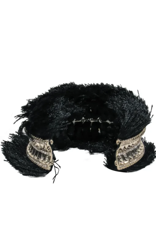 Jenny Packham - Gold & Black Jeweled Bangle w/ Fringe