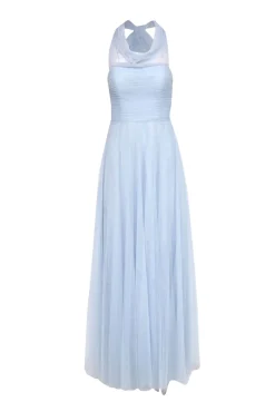 Jenny Yoo - Icy Blue Strapless Tulle Gown w/ Tied Illusion Neckline Sz 0