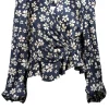 Jill Stuart - Navy & Cream Floral Satin Top Sz 4