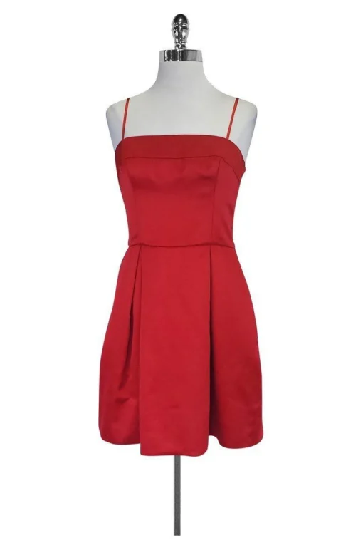 Jill Stuart - Red Satin Strapless Dress w/ Bow Detail Sz 6