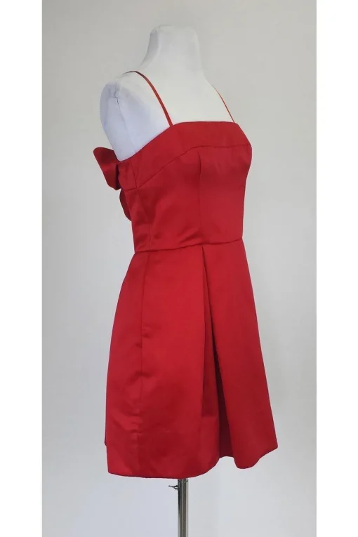 Jill Stuart - Red Satin Strapless Dress w/ Bow Detail Sz 6